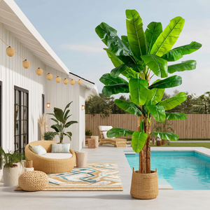 Plantes artificielles en plastique de Faux palmier <span class=keywords><strong>bananier</strong></span> de Style tropical pour la <span class=keywords><strong>d</strong></span>écoration extérieure de pendaison de crémaillère - Product Image 1