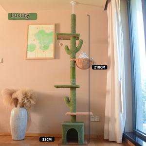 Gatto TreeCactus dal pavimento al soffitto torre del gatto con 5 livello gatto arrampicata torre con piattaforme amaca accogliente e palle penzolanti - Product Image 6