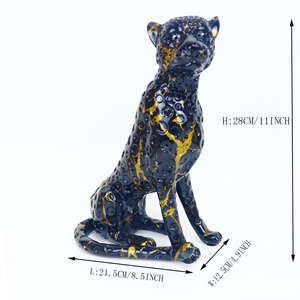 งานประติมากรรมเรซิ่นรูปปั้นเสือดาวสีดำทอง สำหรับตกแต่งบ้าน - Product Image 2