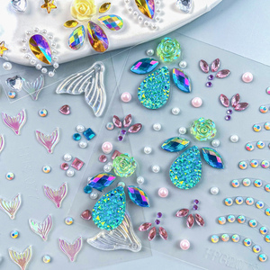 Cinque e dieci Set di gioielli artigianali con strass ecologici autoadesivi con gemme per viso disegni personalizzati per <span class=keywords><strong>tatuaggi</strong></span> per bambini - Product Image 2