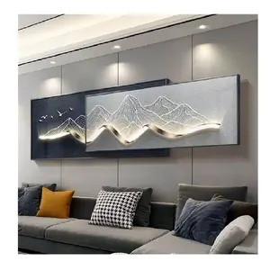 ArtUnion Landscape Mountain Modern luxury oriented 2 panel Crystal porcelain Painting wall art for living home decoration