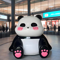 Sculpture de panda en fibre de verre personnalisée Décoration extérieure Grande sculpture d'animal Statue de panda grandeur nature à vendre