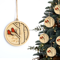 Décorations suspendues personnalisées 3D en bois rouge cardinal oiseau de Noël pour arbre de Noël et décoration intérieure
