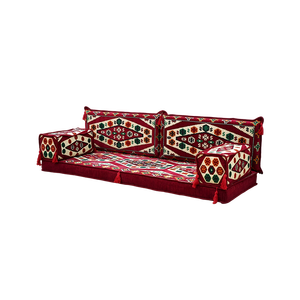 Sofá Cama Modular Tradicional Árabe Color Granate, Sofá Seccional Tapizado en Esponja con Brazos Cuadrados para Salas <span class=keywords><strong>de</strong></span> Estar <span class=keywords><strong>de</strong></span> Apartamentos - Product Image 1