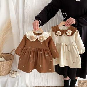 Yeni bahar ve sonbahar yeni stil kız elbise kore Inspired tamamen işlemeli çiçekler zıt renkler bebek etekler - Product Image 3