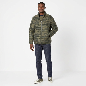 240 Grams Stand Collar Puffer <b>Jacket</b> Durable <b>Waterproof</b> Canvas Front Logo Polyester/Nylon Cotton Filled Men's - Product Image 1