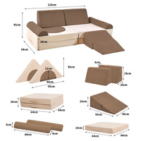 10-teiliges Kinder-Schaumstoff-Festungsbau-Set Modulares Spielsofa-Bett OEKO-TEX Zertifiziert Ungiftig Faltbar Modern für Innenräume Schlafzimmer Wohnzimmer