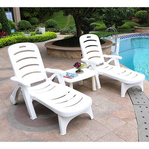 Silla de Playa <span class=keywords><strong>Plegable</strong></span> de Plástico para Piscina Exterior, Sillas Ajustables Blancas para Interiores, Tumbonas - Product Image 4
