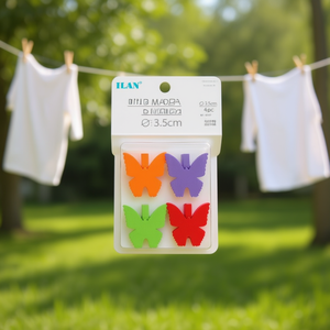 Ilan Mollette in Legno a Forma di Farfalla 3,5cm 4 Pezzi Clip Colorate per Vestiti - Product Image 1
