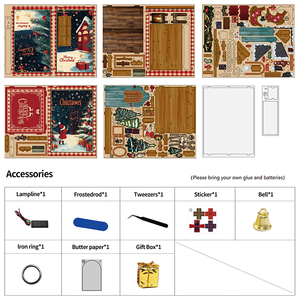 Exposition de Noë<span class=keywords><strong>l</strong></span> vintage, nichoir pour livres, puzzle en bois 3D avec plusieurs arbres et rennes décorés, vitrine miniature festive - Product Image 4