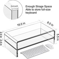 Support d'écran UMI NK241 à 2 niveaux en acrylique transparent poli, plié à chaud, organiseur de bureau pour ordinateur, étagère d'affichage de 0,4 pouce