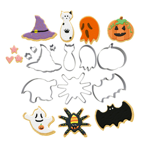 Lot de 10 <span class=keywords><strong>emporte</strong></span>-pièces en acier inoxydable en forme de <span class=keywords><strong>chauve</strong></span>-<span class=keywords><strong>souris</strong></span> et de citrouille pour Halloween, écologiques, personnalisables, compatibles lave-vaisselle, four et micro-ondes - Product Image 1