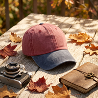 Casquette de baseball vintage non structurée à 6 panneaux en coton lavé bicolore avec logo personnalisé, broderie, réglable, vente en gros d'usine