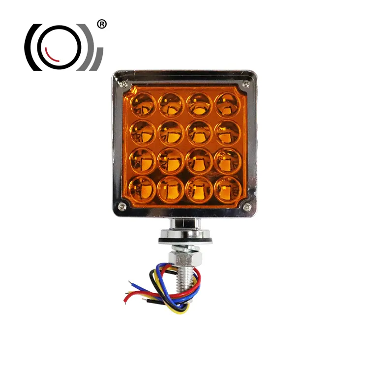 MOXI 공장 공급 12V 24V 6.4W LED 테일 램프 높은 로우 빔 플래시 빨간색과 노란색 사각형 사이드 라이트 트럭