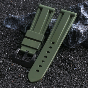 Correa de reloj de goma vulcanizada FKM mejorada, correa de reloj de goma de flúor suave e impermeable de 22/24mm con hebilla resistente para <span class=keywords><strong>Panera</strong></span> - Product Image 4