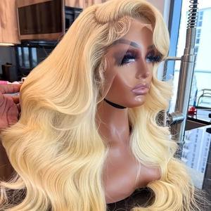 Les Perruques En Or De Mode Européenne Et Américaine Se Vendent Bien En Afrique. Front Lace 13*4 Large Cheveux Longs Bouclés Ondulés Fibre Synthétique - Product Image 1