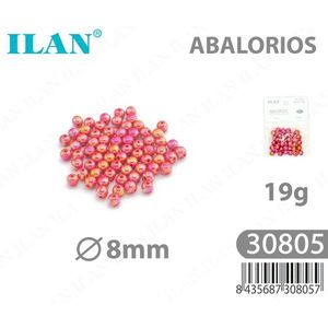 Ilan Abalorios Cuentas acrílicas iridiscentes de color rosa de 8 mm, 19 g, para la fabricación de joyas - Product Image 1