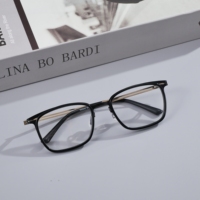 Montura Óptica Cuadrada de Lujo para Negocios, Gafas Retro Bicolor para Hombre y Mujer, Patillas de Titanio, Montura con Protección Anti Luz Azul para Lentes Graduadas