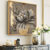 Peinture à l'huile florale sur toile, décorative, classique, murale, vente en gros, design personnalisé, peinte à la main, abstraite dorée