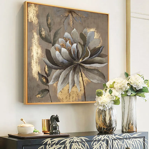 Fleur <span class=keywords><strong>Peinture</strong></span> À L'huile <span class=keywords><strong>sur</strong></span> <span class=keywords><strong>Toile</strong></span> Décoratif Classique Fleur <span class=keywords><strong>Peinture</strong></span> Murale En Gros Conception Personnalisée Peint À La Main Abstrait Doré - Product Image 2