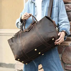 Bolsa de viagem para roupas, bolsa de bagagem em couro personalizada 2 em 1, conjunto de mala de negócios suspensa