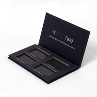Palette de fards à paupières magnétique haut de gamme, étanche, 4 compartiments vides, avec logo personnalisé et finition argentée à chaud, marque privée