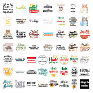 Paquete de 52 Pegatinas Decorativas Divertidas e Impermeables para Personas que Tienen Dificultades para Levantarse, para Botellas de Agua - Product Image 2