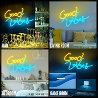 Enseigne néon LED personnalisée « Good Vibes » multicolore à lumière réglable pour la décoration de voitures, entreprises et bâtiments – Étanche IP54