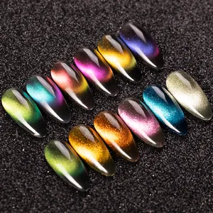 OEM 15ml Rainbow Cat Eye Gel Polish with Silver Sparkle 9D Magnetic and Holographic Effect 15g Wholesale Cat Eye Gel Polish