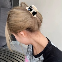 Pince à cheveux de style mode, élégante, en acétate, avec nœud et blocs de couleur, haut de gamme, simple, de taille moyenne, pour chignon féminin, cadeau, pince requin, pince griffe