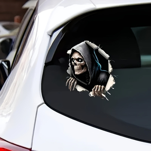 Pegatina 3D para coche con diseño de calavera de Grim Reaper, pegatina de vinilo impermeable de PVC para camión y motocicleta - Product Image 4