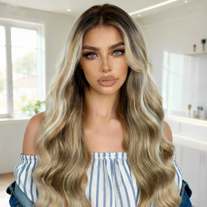 Peluca de Cabello Sintético Ondulado de 26 Pulgadas, Suave y Sin Nudos, Fibra Futura, Sin Flama, con Frente de Encaje HD 13x4, Sin Pegamento - Product Image 1