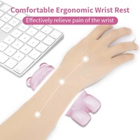 Tapis de souris transparent en gel avec repose-poignet en forme d'ours de dessin animé en cristal rose, tapis de souris de jeu pour la maison et le bureau