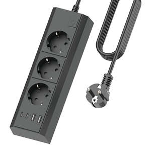 Multiprise standard européenne à 3 prises, câble de 1,<span class=keywords><strong>5</strong></span> m, rallonge avec 2 ports USB-A et 2 ports USB-C - Product Image 1
