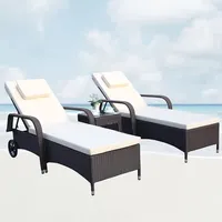 I mobili da giardino doppio lettino da sole in vimini di vimini ruota da esterno sdraio da spiaggia per lato piscina