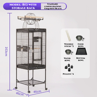Vente en gros de cages à oiseaux en acier noir, en métal, en fer, pour canaris, oiseaux de compagnie, grands perroquets, en vente