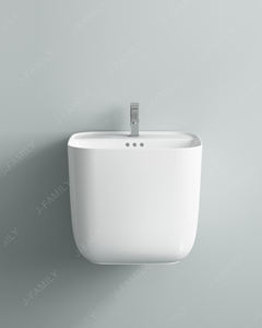 韩国市场批发一体式壁挂陶瓷盆浴室圆形盆 - Product Image 2