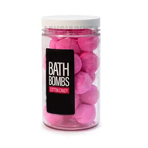 粉色罐子棉花糖100% 天然迷你沐浴炸弹有机自有品牌沐浴浸泡海盐沐浴乐趣儿童