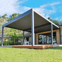 Pergola extérieure en aluminium Baivilla, imperméable, avec éclairage LED, toit rigide, gazebo rétractable, toit bioclimatique à lames empilables