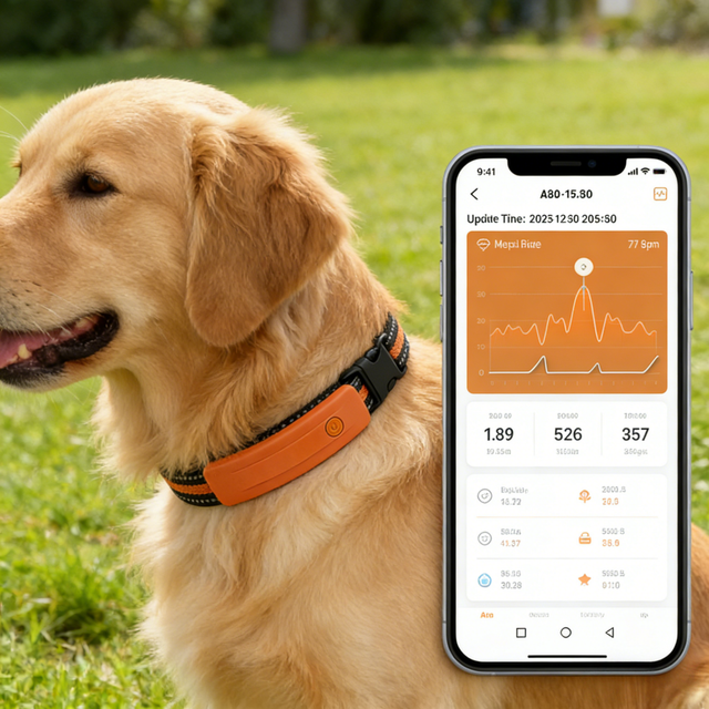 USMILEPET GPS Pet Health Tracker Collar AI BCG Heart Rate & Respiratory Monitor, Real-time Location & Activity Tracking