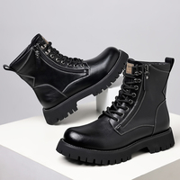 Nouvelle Arrivée Bottes Martin à Plateforme en Cuir Véritable Grande Taille pour Hommes, Bottes de Travail Tendance, Durables et Chaudes Doublées de Coton