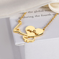 Religion Nation arabe islamique bijoux de mode or nom personnalisé collier coeur pour les femmes