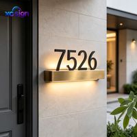 Plaque de numéro de maison en acier inoxydable rétroéclairée par LED 3D, lumière blanc chaud, transformateur inclus, compatible HomeKit, pour la décoration de porte d'hôtel ou de maison