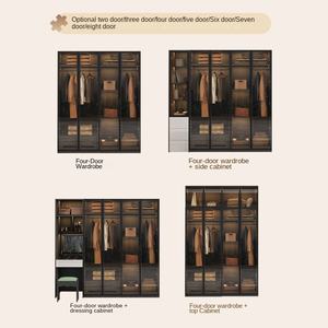 ตู้เสื้อผ้าในห้องนอนปรับแผงไม้หรูหราทันสมัยพร้อมประตูกระจกสำหรับการจัดเก็บในห้องนั่งเล่น - Product Image 5