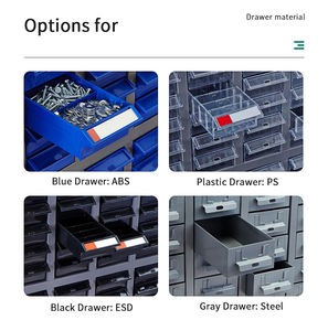 شحن مجاني ، خزانة تخزين بلاستيكية طويلة مع أدراج ، خزانة أجزاء معدنية - Product Image 5