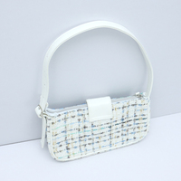 Sac à bandoulière élégant en tweed jacquard pour femme avec fermeture éclair, sac à main simple à carreaux pour dames, sac fourre-tout sous le bras