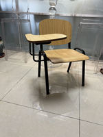 Chaise de formation en contreplaqué avec tablette d'écriture et structure métallique