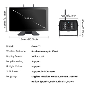 GreenYi 10 Inch AHD Wireless <strong>Reversing</strong> <strong>Camera</strong> with DVR Recording and WiFi Monitor for RV, <strong>Bus</strong>, Truck, Trailer - Product Image 5
