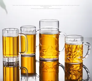 herbruikbare plastic bier bril Suppliers-Food Grade Materialen Acryl Glas Bier Mok Transparant Herbruikbare Plastic Wijnglazen Onbreekbaar