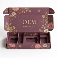 Boîte d'expédition en carton ondulé kraft recyclable personnalisée avec fentes, estampage à chaud, pelliculage mat, emballage écologique pour le commerce électronique